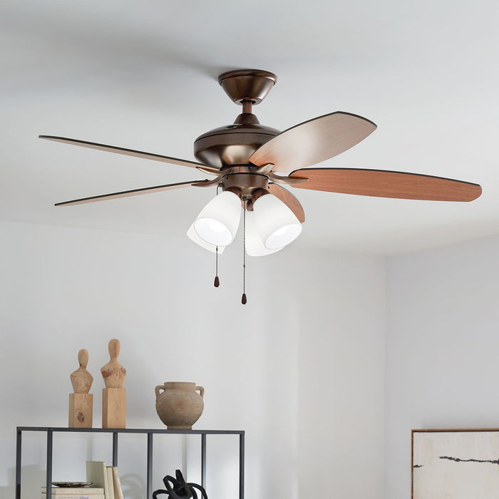 Kichler 52 Inch Ceiling Fan with 4 Light Fitter LED Light Kit