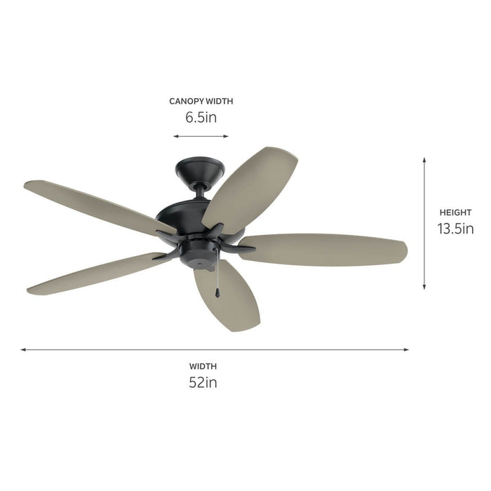 Kichler 52 Inch Ceiling Fan with Reversible Clean Lined Style Blades