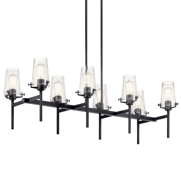 Kichler Eight Light Linear Chandelier with Clear Seeded Glass