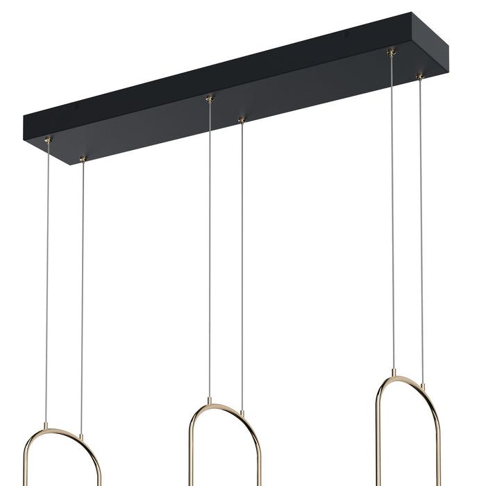 Kichler 30.5 Inch Three Light LED Linear Chandelier In Black Finish