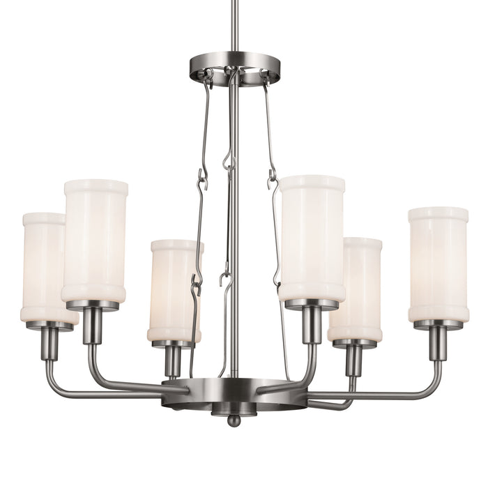 Kichler 23.75 Inch Six Light Chandelier with Opal Glass