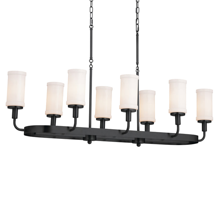 Kichler 25.5 Inch Eight Light Linear Chandelier with Opal Glass