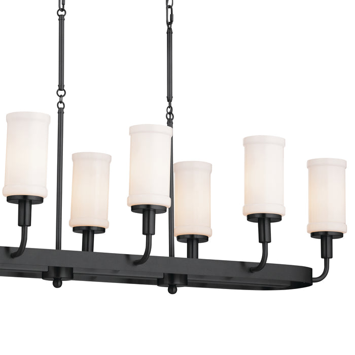 Kichler 25.5 Inch Eight Light Linear Chandelier with Opal Glass