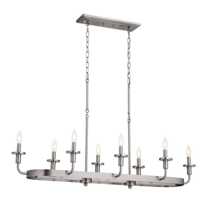 Kichler 25.5 Inch Eight Light Linear Chandelier with Opal Glass