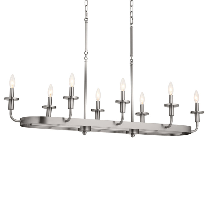 Kichler 25.5 Inch Eight Light Linear Chandelier with Opal Glass