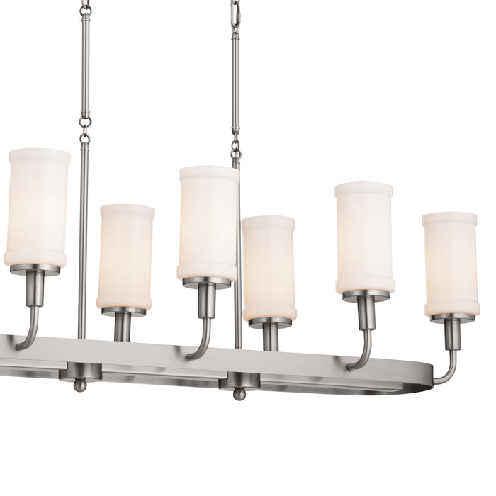 Kichler 25.5 Inch Eight Light Linear Chandelier with Opal Glass