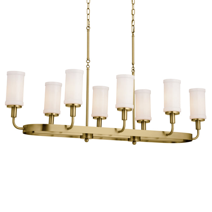 Kichler 25.5 Inch Eight Light Linear Chandelier with Opal Glass