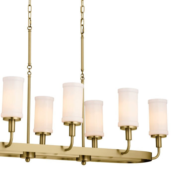 Kichler 25.5 Inch Eight Light Linear Chandelier with Opal Glass