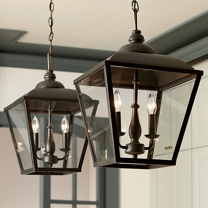 Kichler 12.5 Inch Two Light Foyer Pendant with Transparent Glass