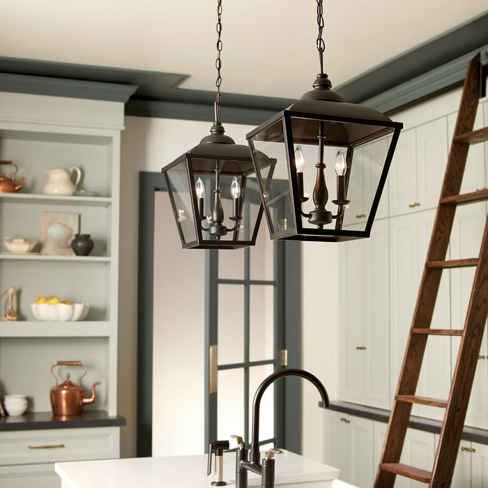 Kichler 12.5 Inch Two Light Foyer Pendant with Transparent Glass