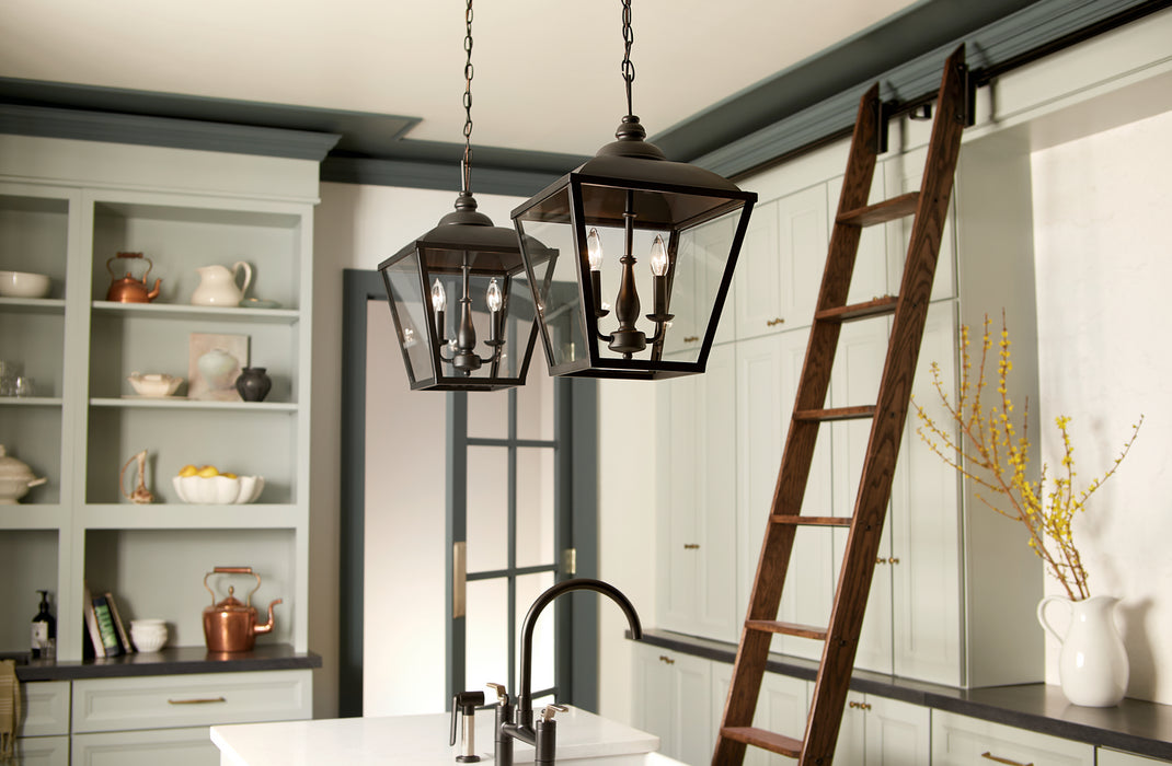 Kichler 12.5 Inch Two Light Foyer Pendant with Transparent Glass