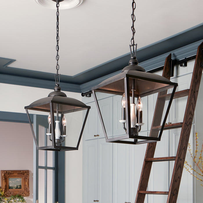 Kichler 12.5 Inch Two Light Foyer Pendant with Transparent Glass