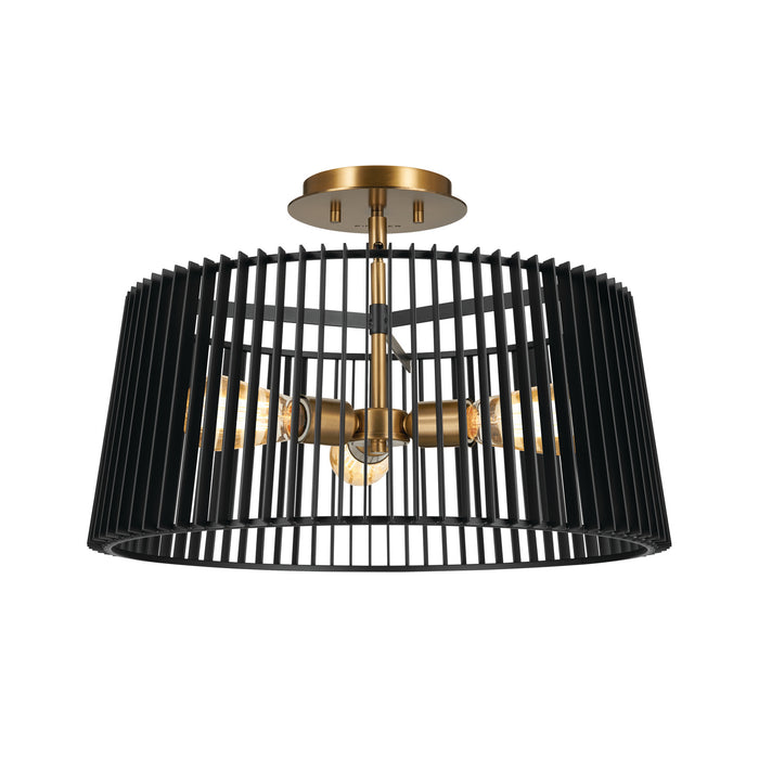 Kichler 3 Light Convertible Pendant/Semi Flush in Black