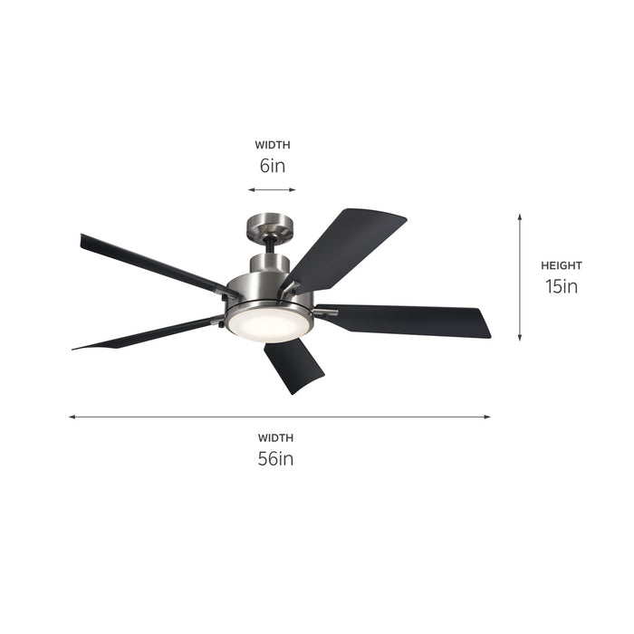 Kichler 56 Inch Ceiling Fan with Steel Body and Lightweight, Contoured ABS Blades