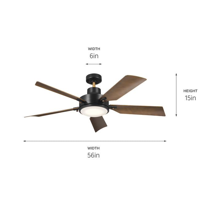 Kichler 56 Inch Ceiling Fan with Steel Body and Lightweight, Contoured ABS Blades