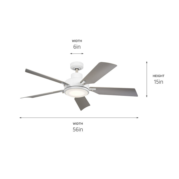 Kichler 56 Inch Ceiling Fan with Steel Body and Lightweight, Contoured ABS Blades