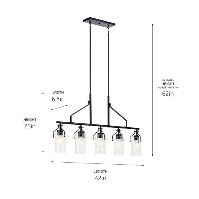 Kichler 23 Inch Five Light Linear Chandelier with Clear Glass