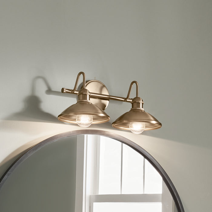 Kichler 17 Inch Two Light Bath In Metal Dome Shade