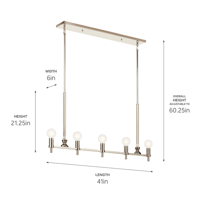 Kichler 21.25 Inch Five Light Linear Chandelier