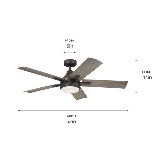 Kichler 52 Inch Ceiling Fan with 4 Inch Integrated, Dimmable 3000K LED