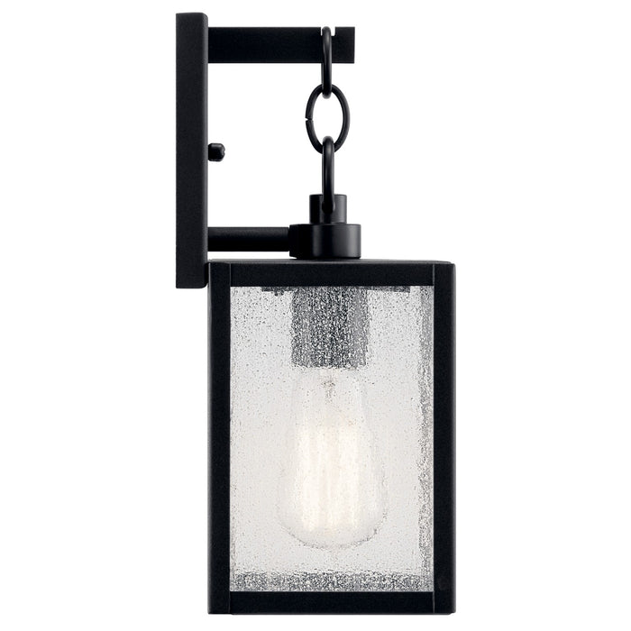 Kichler One Light Outdoor Wall Mount In Black Finish with Clear Seeded Glass