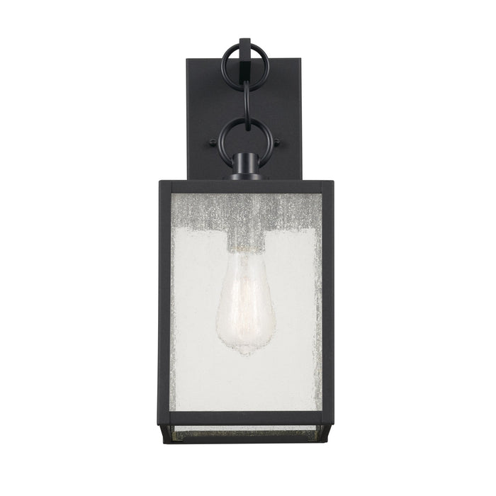 Kichler One Light Outdoor Wall Mount In Black Finish with Clear Seeded Glass