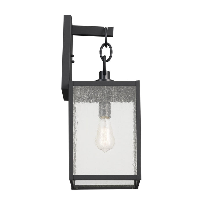 Kichler One Light Outdoor Wall Mount In Black Finish with Clear Seeded Glass