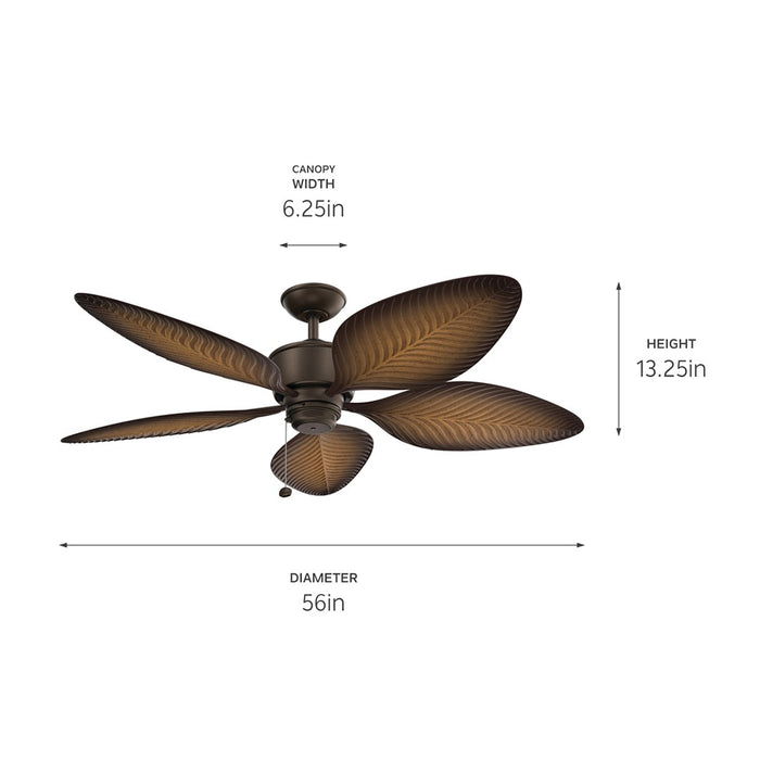 Kichler 56 Inch Ceiling Fan Stainless Steel Body with ABS Blades