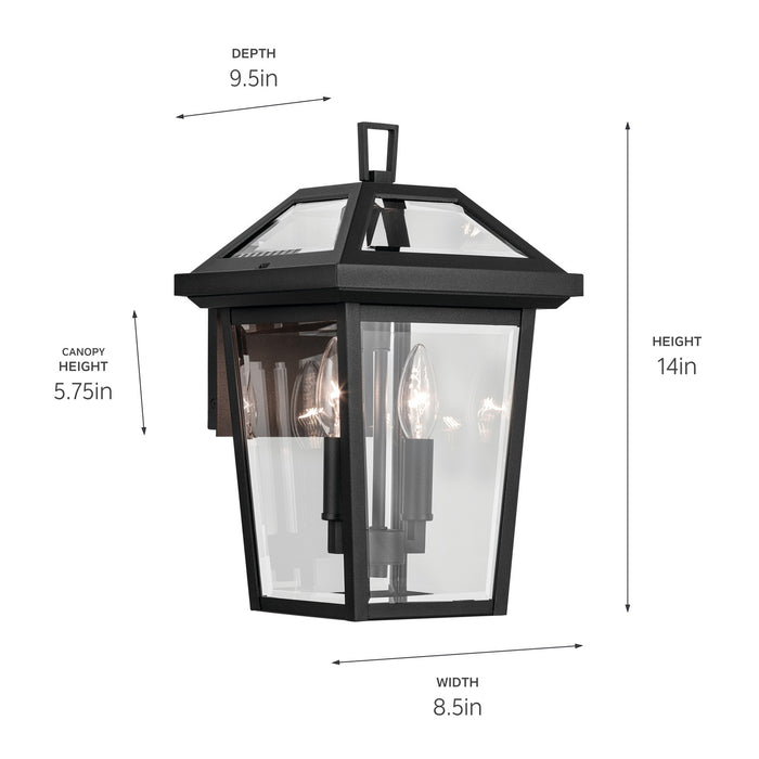 Kichler 14 Inch Two Light Outdoor Wall Mount with Clear Beveled Glass