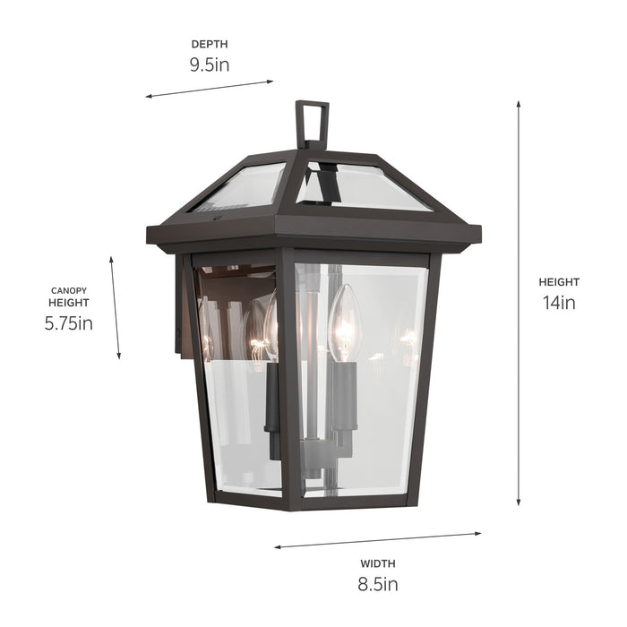 Kichler 14 Inch Two Light Outdoor Wall Mount with Clear Beveled Glass