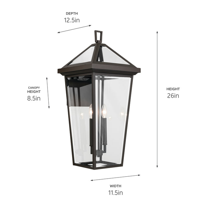 Kichler 26 Inch Two Light Outdoor Wall Mount with Clear Beveled Glass