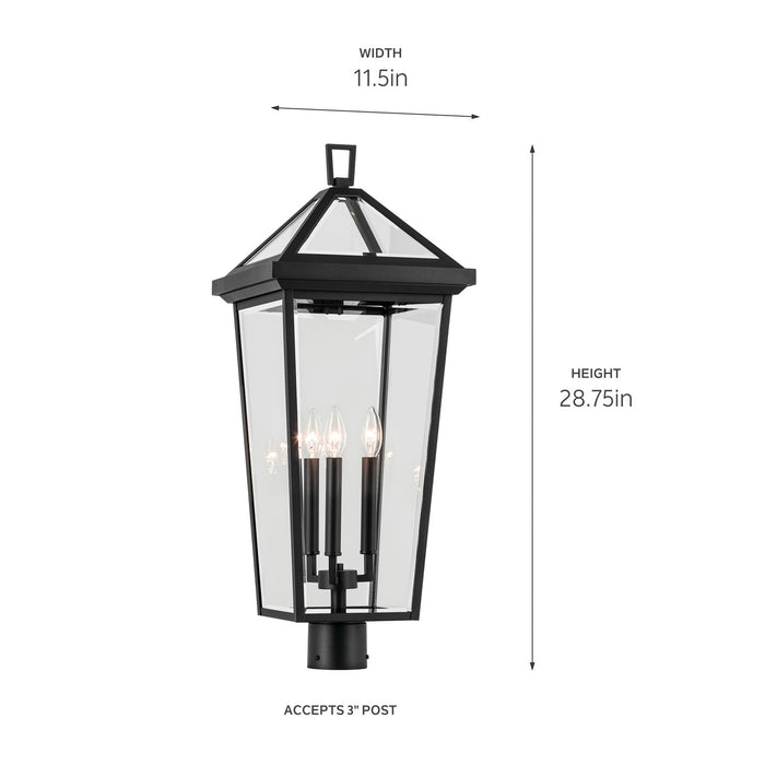 Kichler 28.75 Inch Three Light Outdoor Post Mount with Clear Beveled Glass