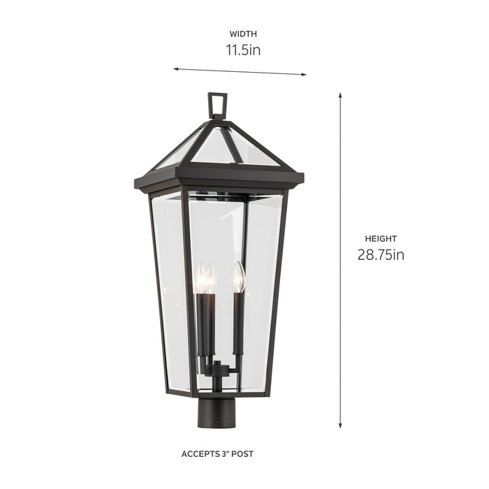 Kichler 28.75 Inch Three Light Outdoor Post Mount with Clear Beveled Glass