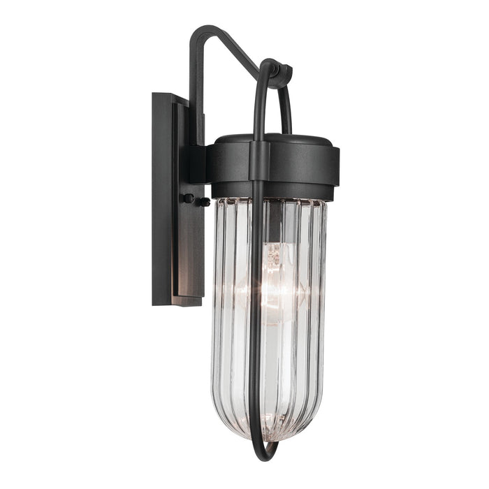 Kichler 16 Inch One Light Outdoor Wall Mount In Black Finish with Clear Glass