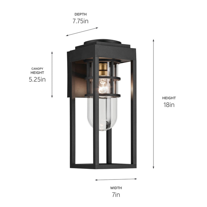 Kichler One Light Outdoor Wall Mount In Black Finish with Clear Glass