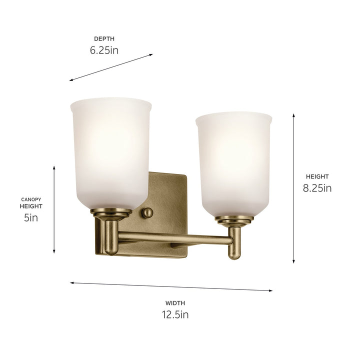 Kichler 12.5 Inch Two Light Bath with Removable Glass