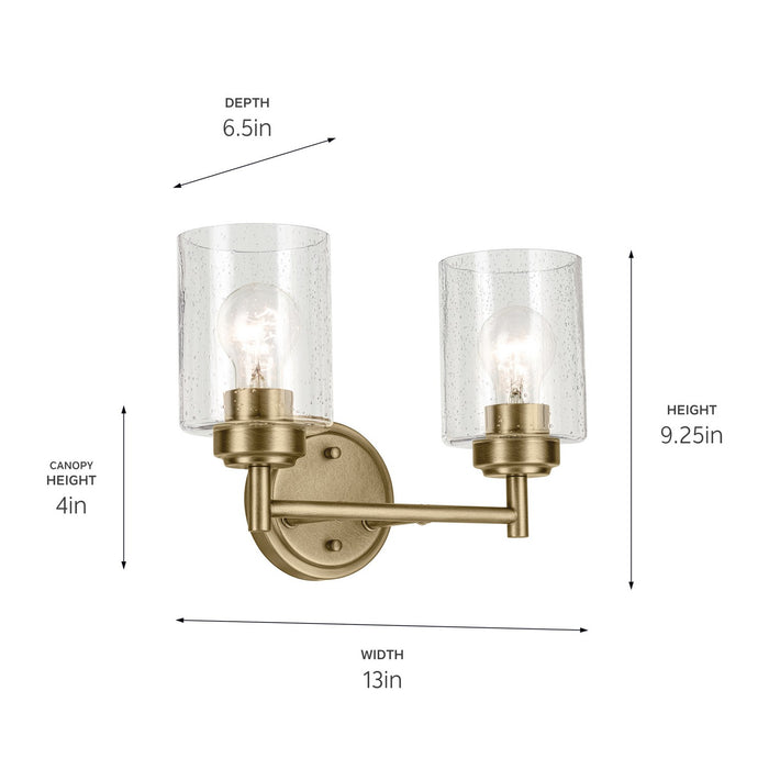 Kichler 13 Inch Two Light Bath with Clear Seeded Glass