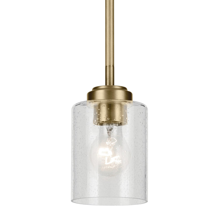 Kichler One Light Mini Pendant In Natural Brass Finish