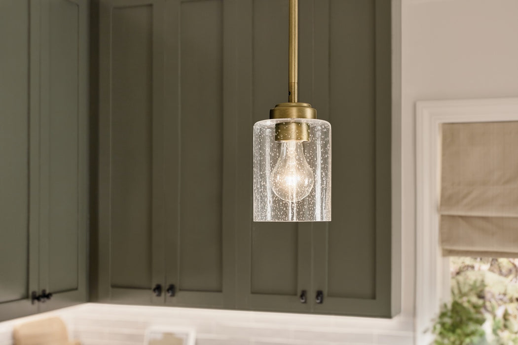 Kichler One Light Mini Pendant In Natural Brass Finish