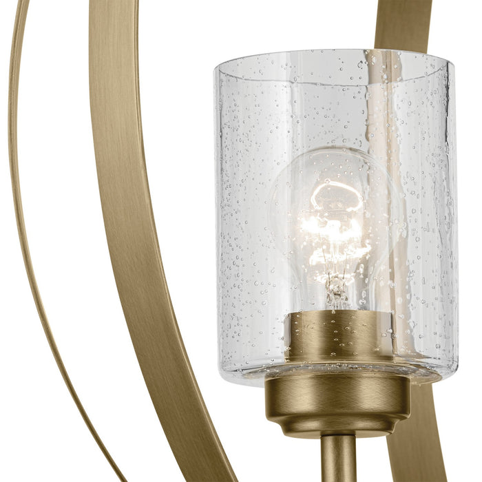 Kichler Three Light Chandelier with Clear Seeded Glass In Brass