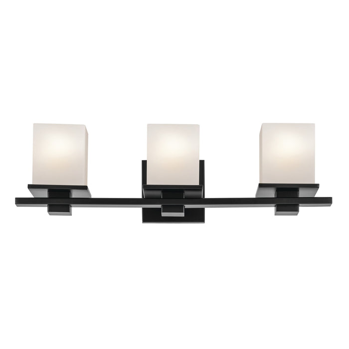 Kichler Three Light Bath with Removable Glass In Black Finish