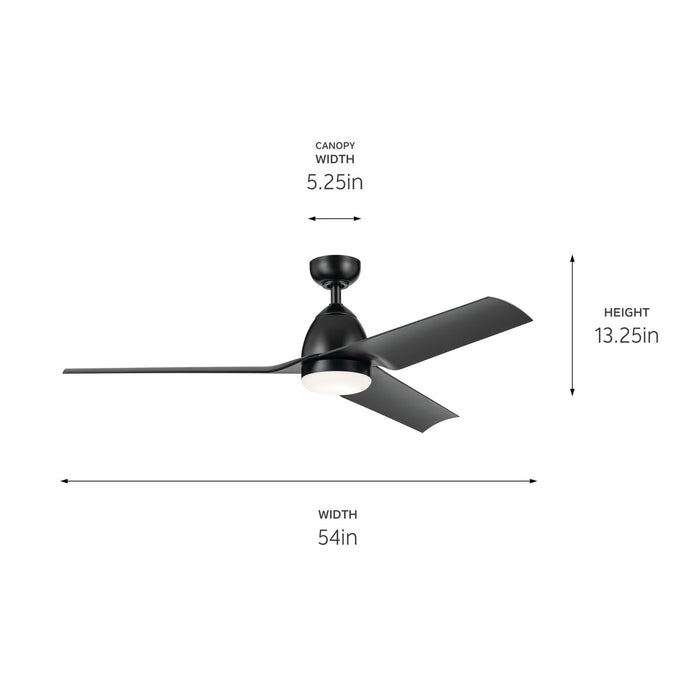 Kichler 54 Inch Ceiling Fan, Steel Body with ABS Blades