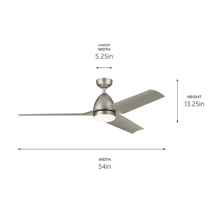 Kichler 54 Inch Ceiling Fan, Steel Body with ABS Blades