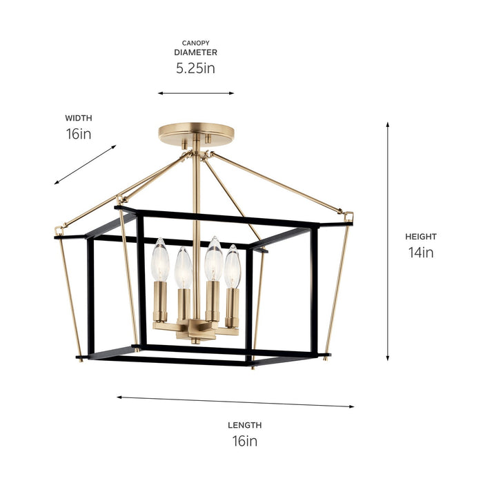 Kichler 16 Inch Four Light Semi Flush Mount