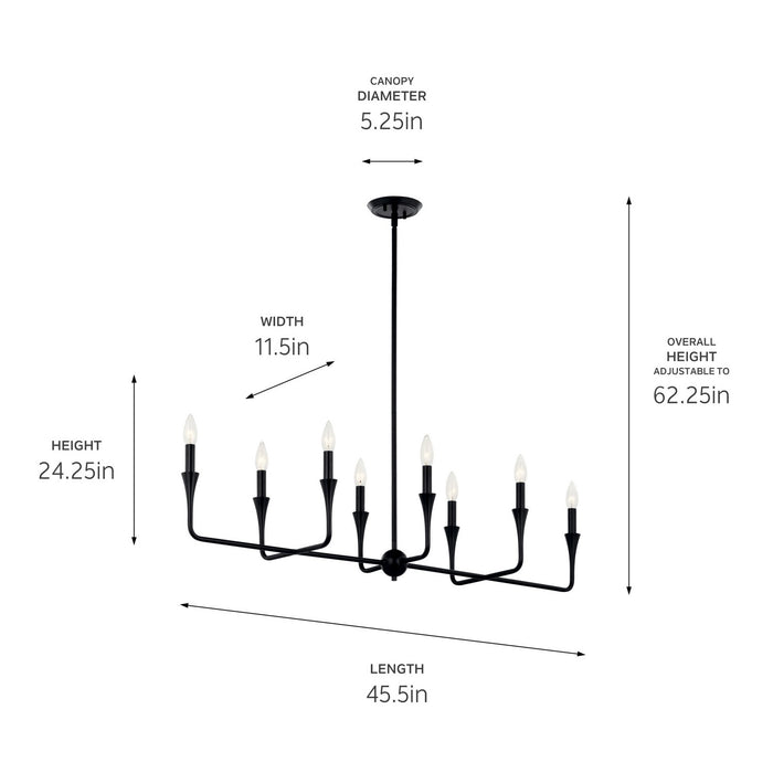 Kichler 11.5 Inch Eight Light Linear Chandelier