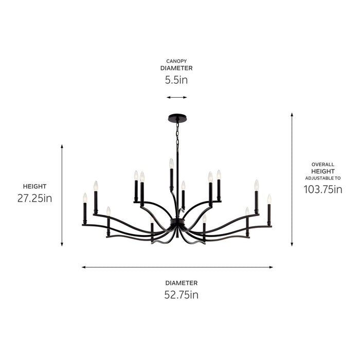 Kichler 52.75 Inch 14 Light 2 Tier Chandelier