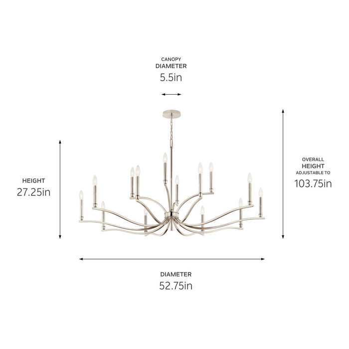 Kichler 52.75 Inch 14 Light 2 Tier Chandelier