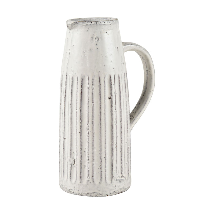 Muriel Pitcher In Large Aged White Glazed