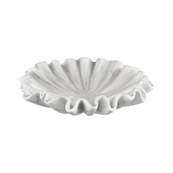 Leda Bowl In White Marbleized Finish