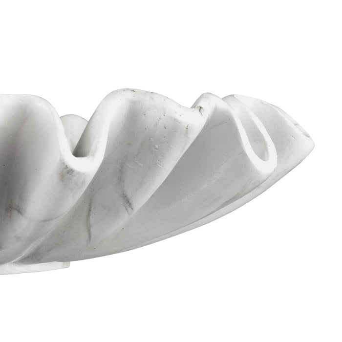 Leda Bowl In White Marbleized Finish